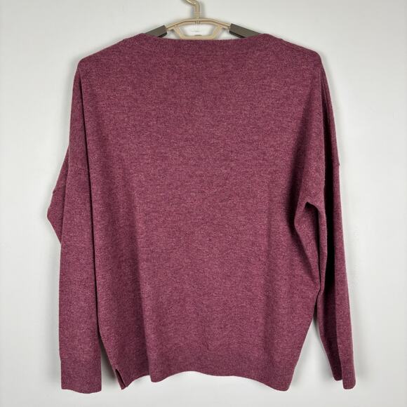 REPEAT 100% Cashmere Sweater Drop Shoulder XS mauve red Choose Love embroidered - Picture 2 of 8